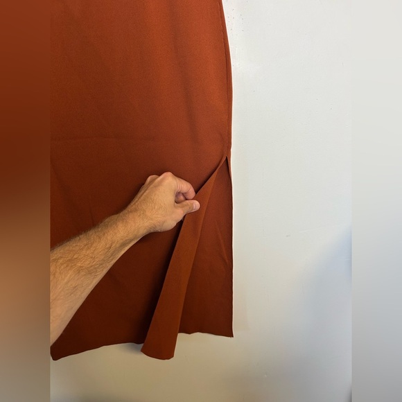 Endless Rose Midi Skirt Slip Hem Size M Bodycon pull on Stretch Fall Old Money - Picture 6 of 10